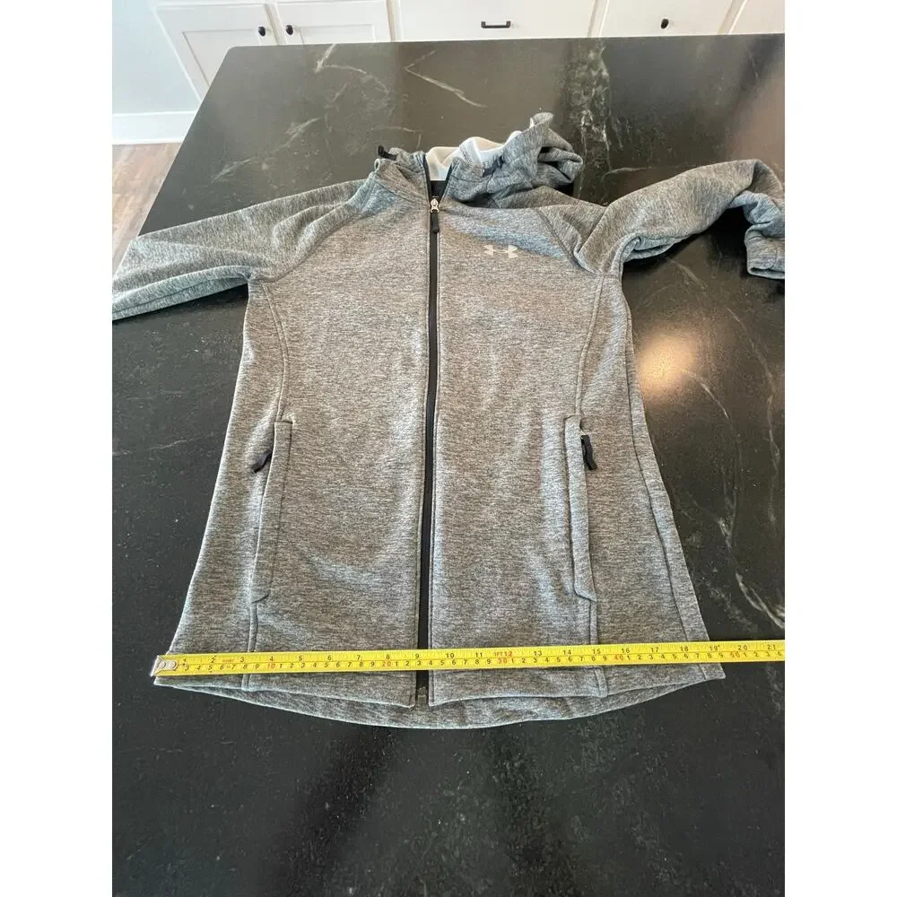 Under Armour  ColdGear ladies hoodie gray fitted design fullzip SM - Picture 9 of 10